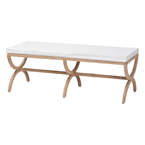 bali & pari Maliyah Japandi Natural Seagrass Accent Bench