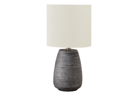 Monarch Specialties I 9633 LightingTable Lamp, Grey Ceramic, Ivory/Cream Shade, Contemporary