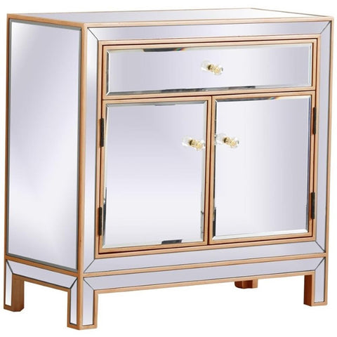 Elegant Decor Modern 2 Door 29" Mirrored Accent Cabinet in Antique Gold