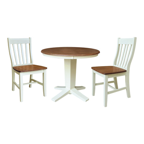 IC INTERNATIONAL CONCEPTS 36" Solid Wood Round Top Pedestal Dining Table with 2 Chairs - Multi-Color
