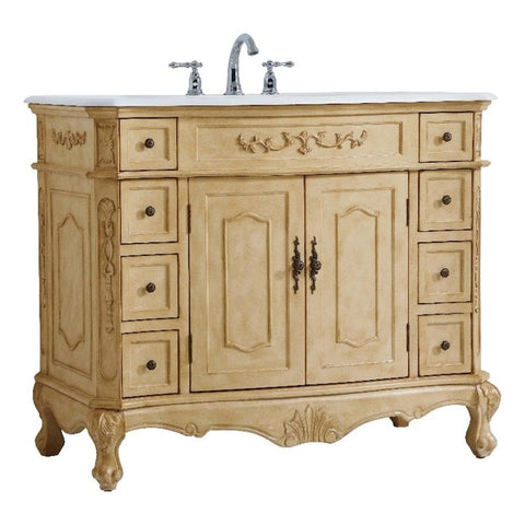 Elegant Kitchen and Bath Danville 42" Single Solid Wood Bathroom Vanity in Beige