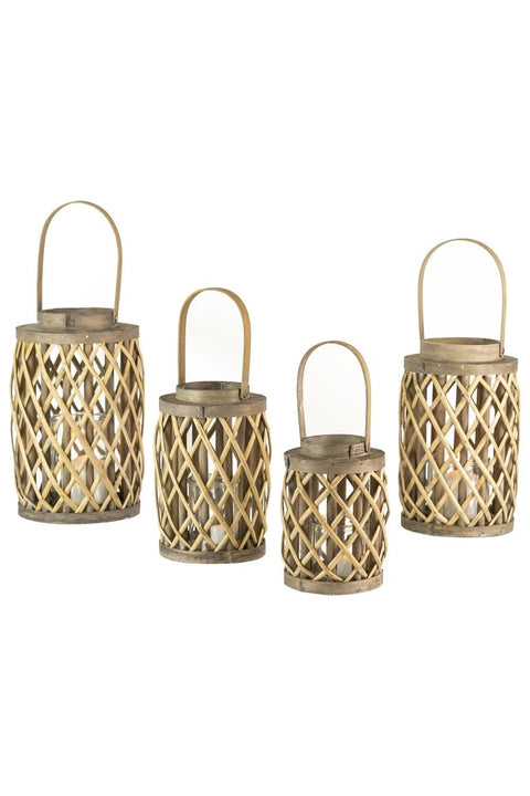 Grey Willow Cylinder Lanterns Set of Four