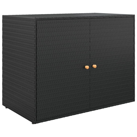 vidaXL Garden Storage Cabinet Black 39.4 in.x21.9 in.x31.5 in. Poly Rattan