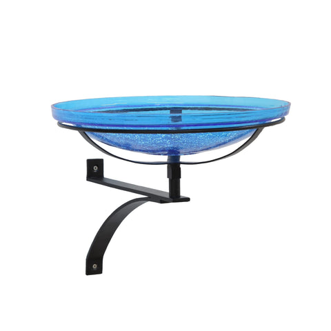Achla Designs 14" Teal Crackle Glass Birdbath with Wall Bracket
