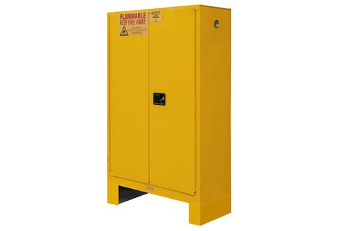 Durham 1045ML-50 Flammable Safety Cabinet with 2 Manual Door and Legs, 43" x 18" x 71", 45 gal Capacity, Yellow