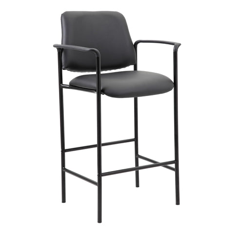Boss Square Back Diamond Stool W/Arm in Black Caressoft (B169503-CS)