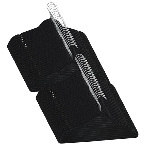 vidaXL Clothes Hanger Set 50 Pcs, Coat Hanger Clothes Organizer, Anti-Slip Plastic Hanger for Clothing, Clothes Rack, Black Velvet