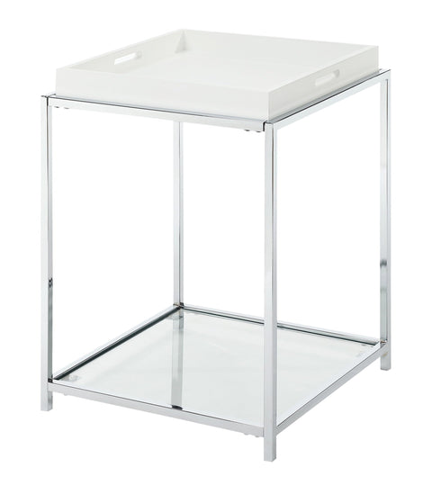 Convenience Concepts Palm Beach End Table with Shelf and Removable Trays, White