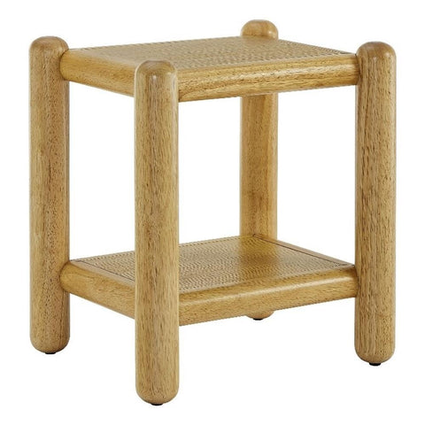 Modway Arcus Rectangular 2-Tier Wood Side Table in Oak with Storage Shelf – Minimalist Wooden Nightstand or End Table for Bedroom and Living Room