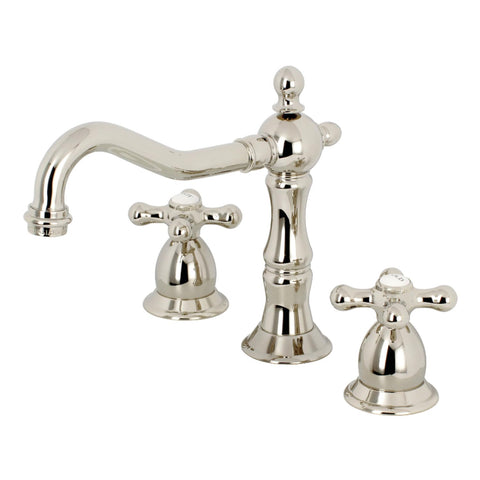 Kingston Brass KS1976AX Heritage Widespread Bathroom Faucet, Polished Nickel, 8 x 7.56 x 7.44