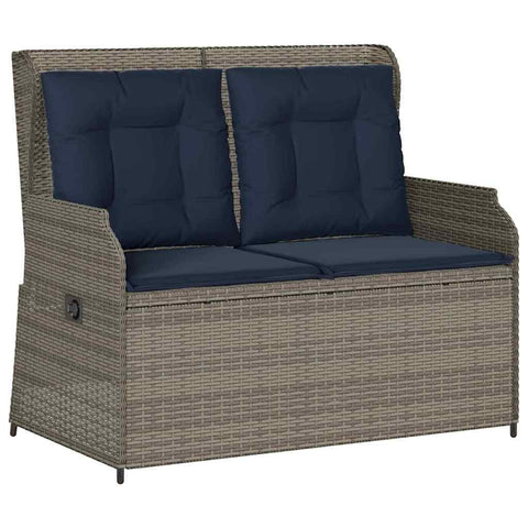 vidaXL Garden Bench Grey Poly Rattan, Outdoor Furniture, Trendy Rattan Bench, Weatherproof Lounge, Adjustable Seat, Perfect for Chill Time