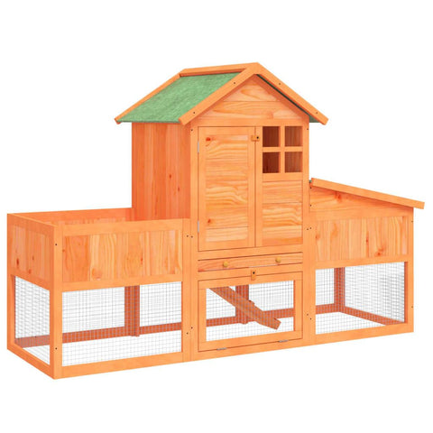 vidaXL Rabbit Hutch/Bunny Cage - Outdoor, Solid Pine, 2-Tier with Water- Roof, 66.9"x24.8"x44.5"