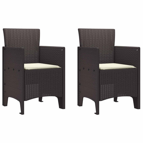 vidaXL Garden Chair 2 pcs Brown 20.87 x 19.29 x 33.46 in Polypropylene, Garden & Terrace, Stylish Armchair, Rectangle Outdoor Seat, Tough Patio Chair, Comfy Lounge for Chillin