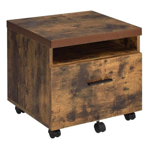 Acme Bob 1-Drawer Wooden File Cabinet in Weathered Oak