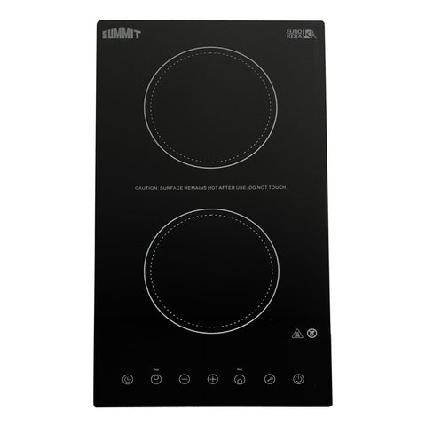 Summit 12" 2 Burner Electric Cooktop. 115 Volt Radiant Cooktop, ADA Compliant, Black - CR2B15T1B