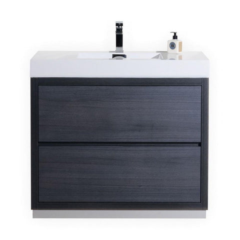 Bliss 40? Gray Oak Floor Mount Modern Bathroom Vanity