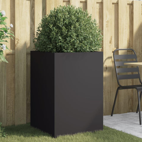 vidaXL Minimalist Steel Planter 20.5X18.9X29.5 in Durable Cold Rolled Black Finish Outdoor Decor Perfect for Balconies Plant Stand Metal Planters Garden Balcony Decorative Gardening Box