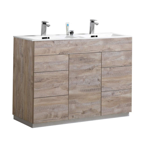 Milano 48" Double Sink Nature Wood Modern Bathroom Vanity