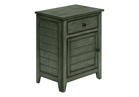 Monarch Specialties 3948, Nightstand, Drawer, Side, Bedroom, Lamp, Storage Accent 25" H Antique Green Veneer End Table, 20" L x 13.75" W x 25.25" H