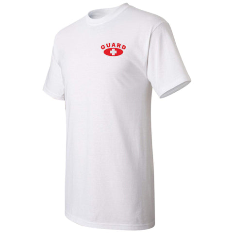 Kemp USA Classic Lifeguard Tshirt - Short Sleeve, Pull On Closure, Crew Neck - 100% Cotton White Tee with Logo on Front and Back - Medium