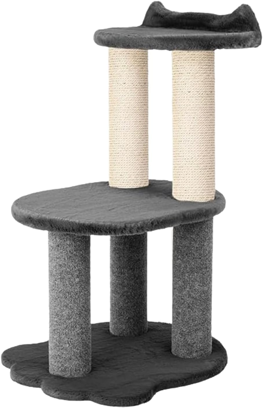 34 Inch Classic Comfort for Indoor Modern Premium Cats and Kittens Scratching Tower Larger Base for Better Stability, (Furs: Grey, Rope: Natural)
