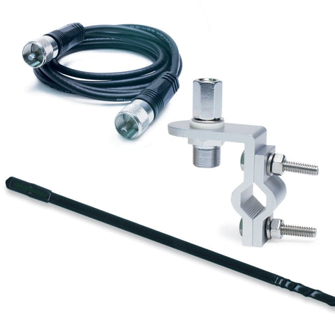 RoadPro RP-84B Standard Series Black 4' Mirror Mount Fiberglass CB Antenna Kit