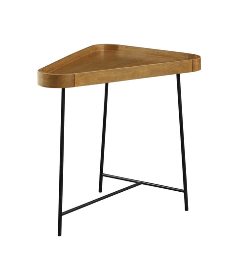 Convenience Concepts Lunar Triangle Wedge End Table 27" - Modern Side Table for Living Room Table with Iron Hairpin-Style Legs, Industrial Table for Family Room, Oak Driftwood/Black