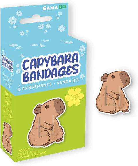 GAMAGO Capybara Shaped Bandages Kids & Kidults - Set of 20 Individually Wrapped Self Adhesive Bandages - Sterile, Latex-Free & Easily Removable - Funny Gift & First Aid Addition