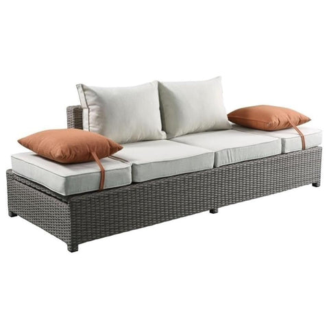 Oakestry Salena 2-Pc Wicker Patio Loveseat Beige Gray Outdoor Seating Comfortable Durable Weather Resistant Modern Garden Furniture Stylish Balcony Porch Poolside Lounge Premium Home Decor Set