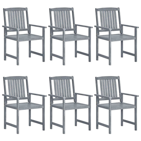 vidaXL Patio Chairs 6 Pcs, Patio Dining Chair with Armrest, Outdoor Chair for Deck Garden Lawn Balcony Backyard, Retro, Gray Solid Wood Acacia