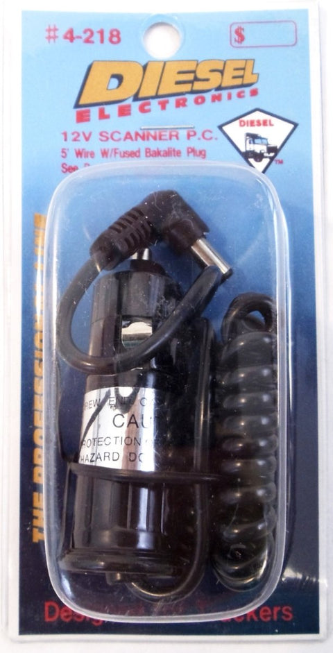 DIESEL 5' COILED 2.1MM POWER CORD WITH FUSED 2 AMP BAKELITE CIGARETTE PLUG