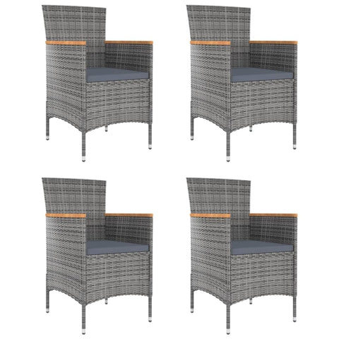 vidaXL 4 Piece Garden Dining Chairs Set in Grey | UV Resistant Poly Rattan Stylish Armrests Perfect for Indoor & Outdoor Use Chair Furniture Patio Seating Woven Contemporary