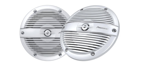 Pioneer CAR TSME650FC 6-1/2 inch 2-Way Marine Speakers (Pair) 200-Watt Max Power, IPX7 Rated, White Classic Grille Design
