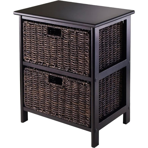 Oakestry Omaha Storage Organization Unit with Two Baskets Black Chocolate Stylish Compact Organizer for Bedroom Living Room Office Space Saving Furniture for Home Decor and Storage Needs