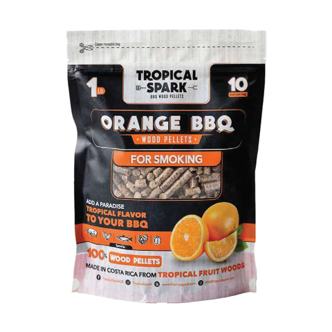 Tropical Spark Wood Pellets | Perfect for BBQ, Smoking, Grilling, Bake, Roast, Braise | Premium 100% All-Natural | Orange Wood | 1 lb. Bag