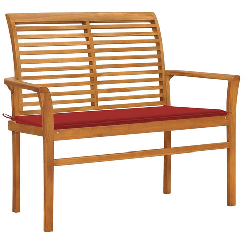 vidaXL Outdoor Patio Bench, Garden Wooden Wheel Bench with Backrest, Front Porch Chair Bench for Patio Porch Poolside Balcony, Solid Wood Teak