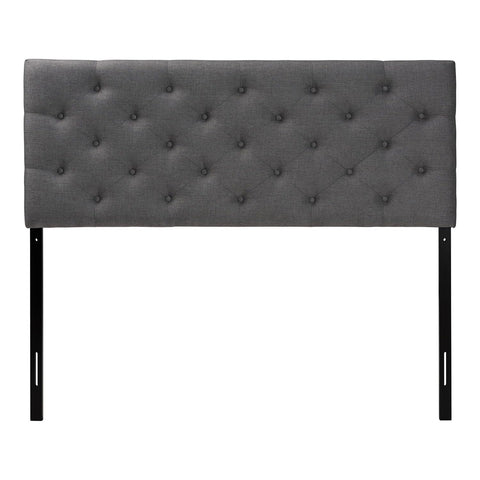 Baxton Studio Viviana Modern and Contemporary Grey Fabric Upholstered Button-Tufted Full Size Headboard