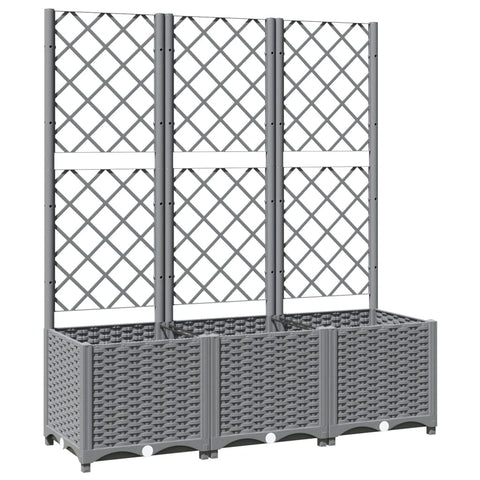 vidaXL Garden Planter with Trellis - Light Gray, Polypropylene - 47.2"x15.7"x53.5" - Ideal for Garden, Patio, Deck, Terrace