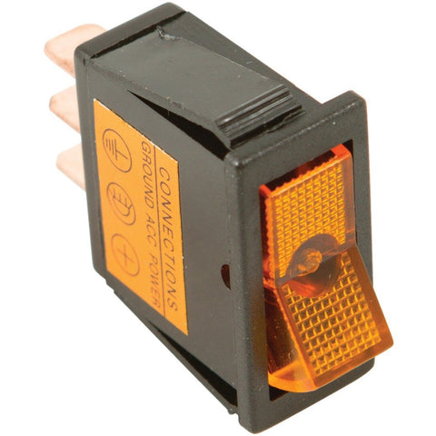 WirthCo 20531 On/Off Illuminated Amber Rocker Switch Fits 12 X 30Mm Slot 20A Retail Pkg
