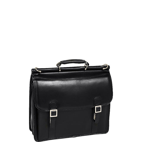 McKlein, V Series, Halsted, Top Grain Cowhide Leather, 15" Leather Double Compartment Laptop Briefcase, Black (80335)