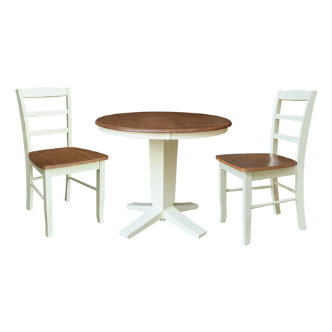 IC INTERNATIONAL CONCEPTS 36" Solid Wood Round Top Dining Table with 2 Chairs Multi Color