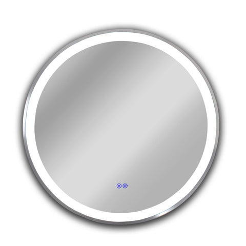 Benjara CH9M076EB30-RND Luminosity Embedded Round Touchscreen Led Mirror 3 Color Temperatures 3000K-6000K 30" Wide, Nickel