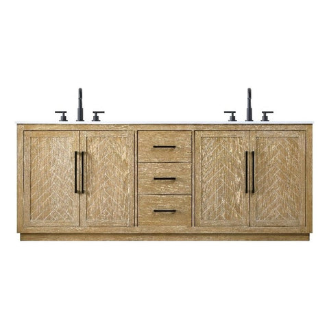 Elegant Kitchen and Bath 84" Double Bathroom Vanity in Linen Oak
