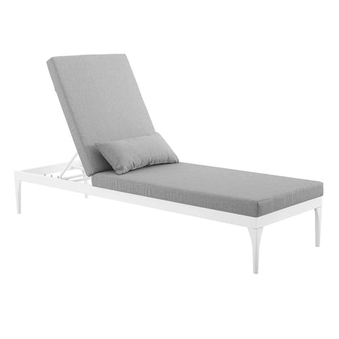 Modway EEI-3301-WHI-GRY Perspective Cushion Outdoor Patio Chaise Lounge Chair in White Gray