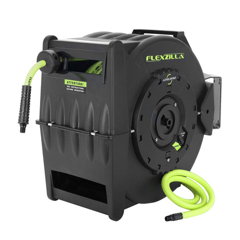 Flexzilla Pro Levelwind Retractable Air Hose Reel, 3/8 in. x 50 ft., Heavy Duty, Lightweight, Hybrid, ZillaGreen - L8305FZ