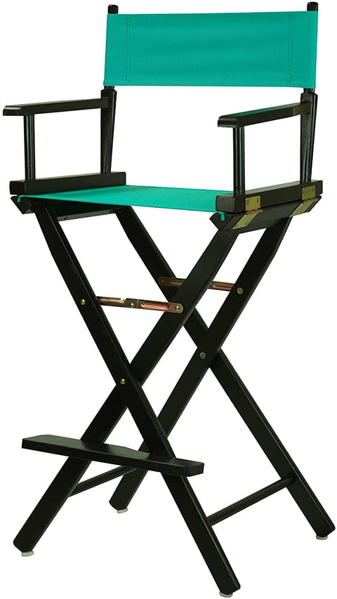 Oakestry 30" Director's Chair Black Frame-with Teal Canvas Bar Height Professional Grade Studio Chair Portable with Footrest