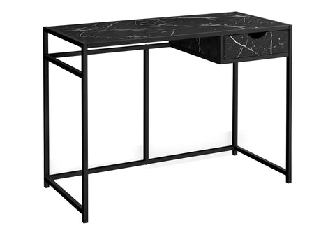 Monarch Specialties I 7572 Computer Desk, Home Office, Laptop, Storage Drawer, 42" L, Work, Metal, Laminate, Black Marble Look, Contemporary, Modern