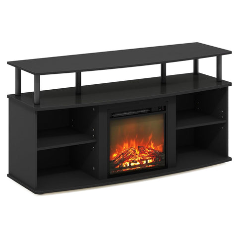 Oakestry Fireplace TV Stand, Entertainment Center, TV Console for TV up to 55 Inch with Fireplace and Open Shelving Storage, for Living Room, Bedroom, Americano