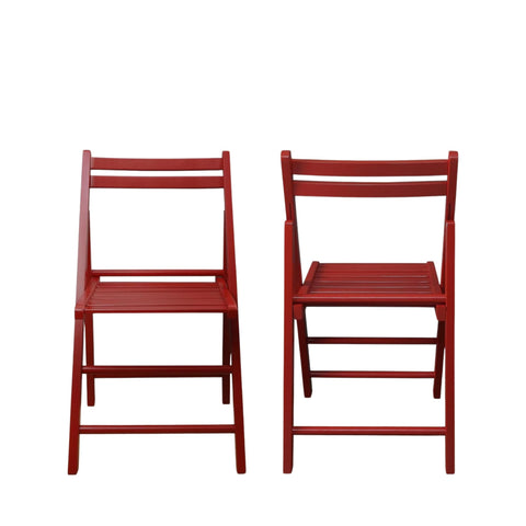 Oakestry Wooden Folding Chairs Set of 2, Red Rubberwood Portable Foldable Chairs for Indoor Outdoor Events, Space Saving Dining & Party Seating