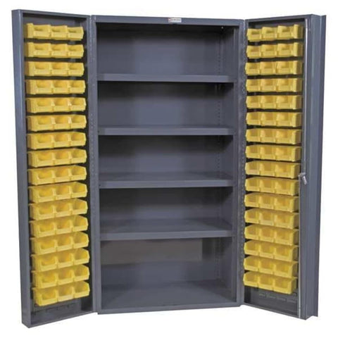 Durham Heavy Duty Welded 14 Gauge Steel Cabinet with 96 Bins, DC-DLP-96-4S-95, 900 lbs Capacity, 24" Length x 36" Width x 72" Height, 4 Shelves